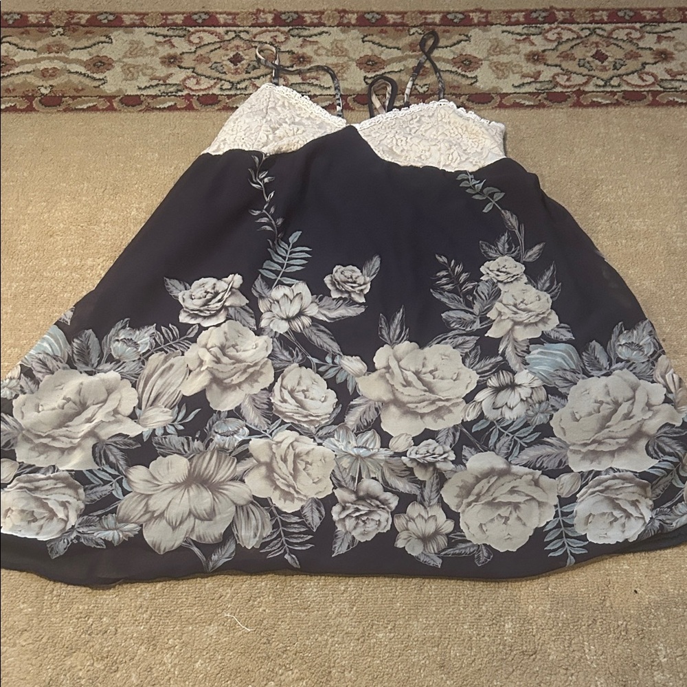 Libian Black and White Floral Kids Dress
